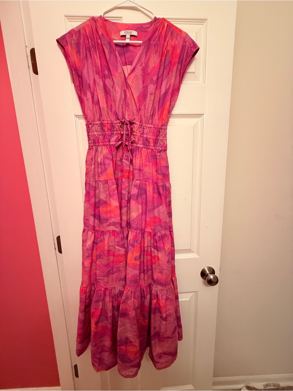 Derek Lam 10 Crosby Fatima Pink Multi-Color Tiered Maxi Dress size 4